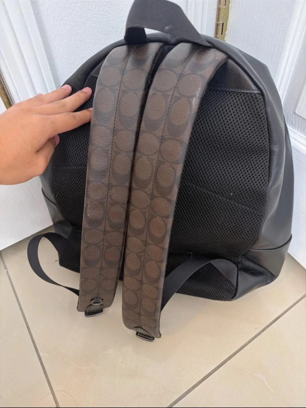 Coach Men’s Brown & Black Signature Canvas Backpack